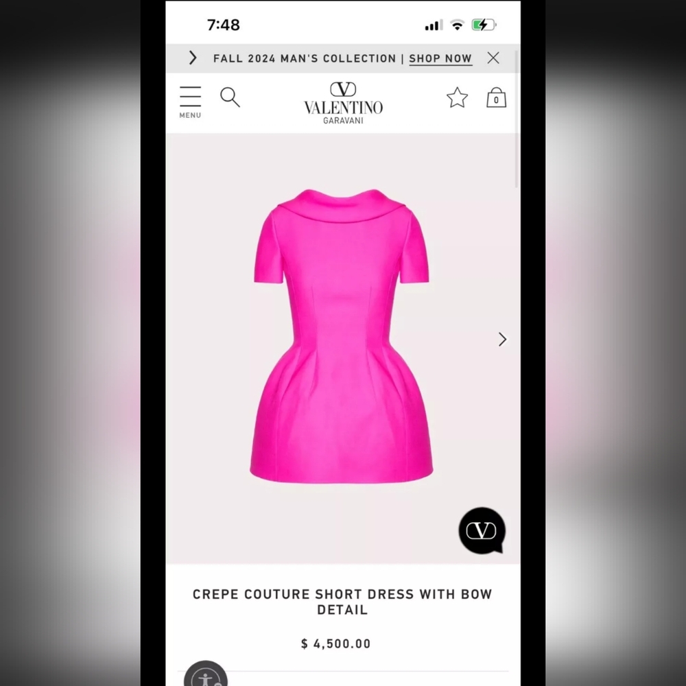 ❌SOLD❌Valentino Pink Mini Dress with Puff Sleeves and Cowl Neck